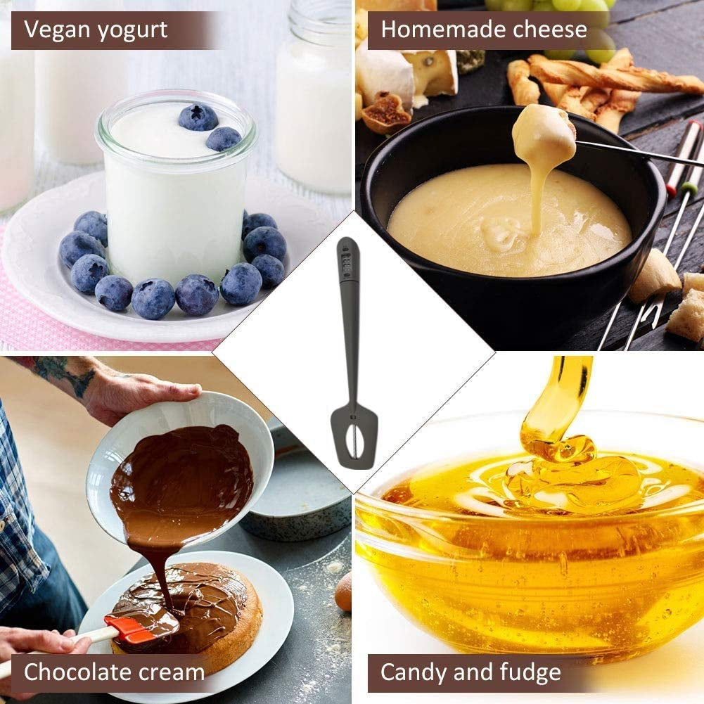 Candy Thermometer Spatula with Pot Clip – Silicon Grey Chocolate Spatula with Thermometer Built In,Candy Thermometer,Thermometer Spoon for Chocolate, Candy,Creams,Sauces,Jams Meat Cooking