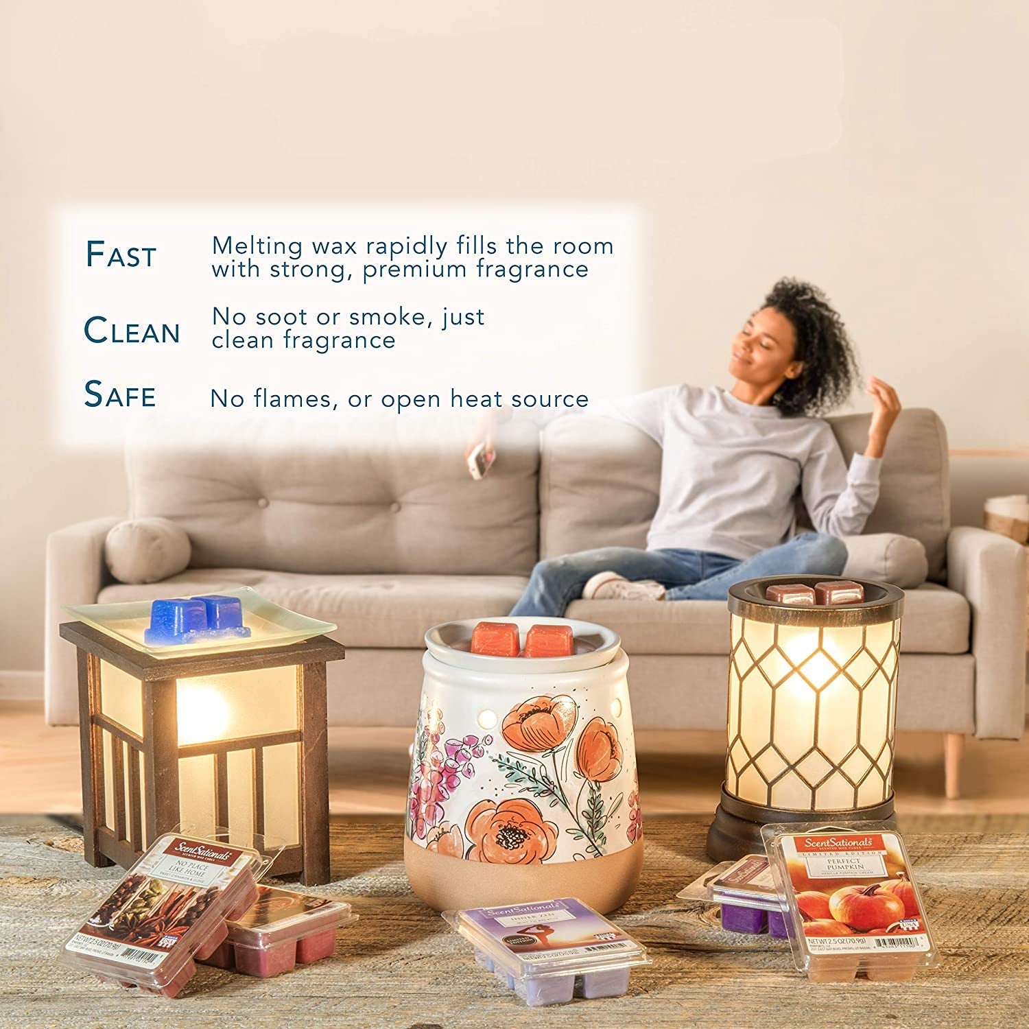 Wax Melt Warmer - Art Glass Collection Allure - Melter for Scented Wax, Fragrance Cubes and Tarts