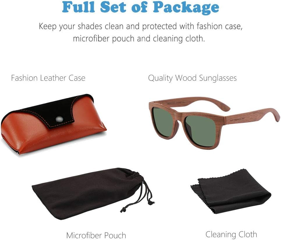 Polarized Wood Sunglasses Men, Wooden Bamboo Sunglasses for Women