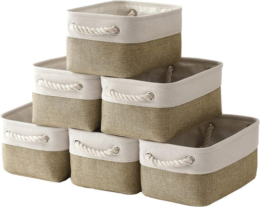 Small Storage Baskets for Shelves,Fabric Storage Baskets for Closet,Rectangular Collapsible Baskets for Organizing Clothes,Books,Gifts