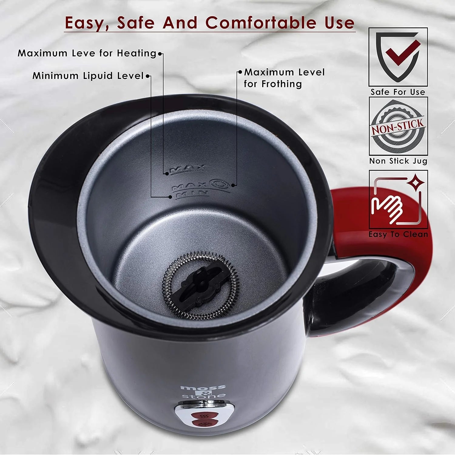 Electric Milk Frother & Steamer for Making Latte, Cappuccino, Hot Chocolate, Automatic Cold Hot Milk Frother & Warmer, Foam Maker, Auto Shut-Off, Detachable Base & Non-Stick Interior