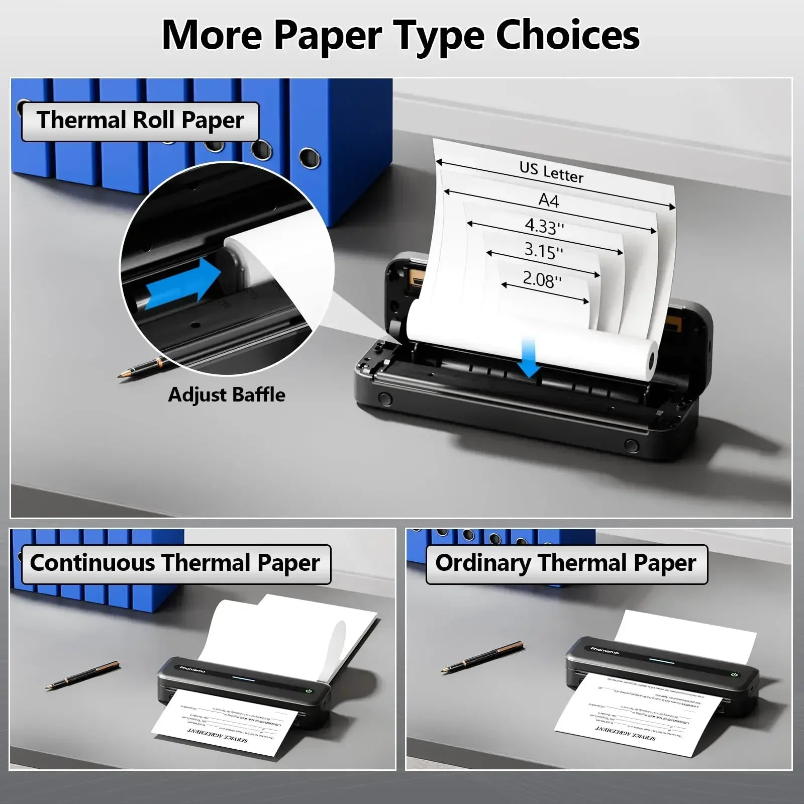 M832 Portable Printer Bluetooth Thermal Tattoo Printer Inkless Support 50/80/110/Letter/A4/A5 Thermal Paper for Mobile