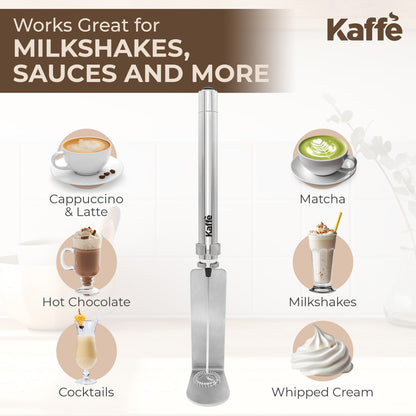 Handheld Milk Frother W/ Stand, Battery Operated, Stainless Steel