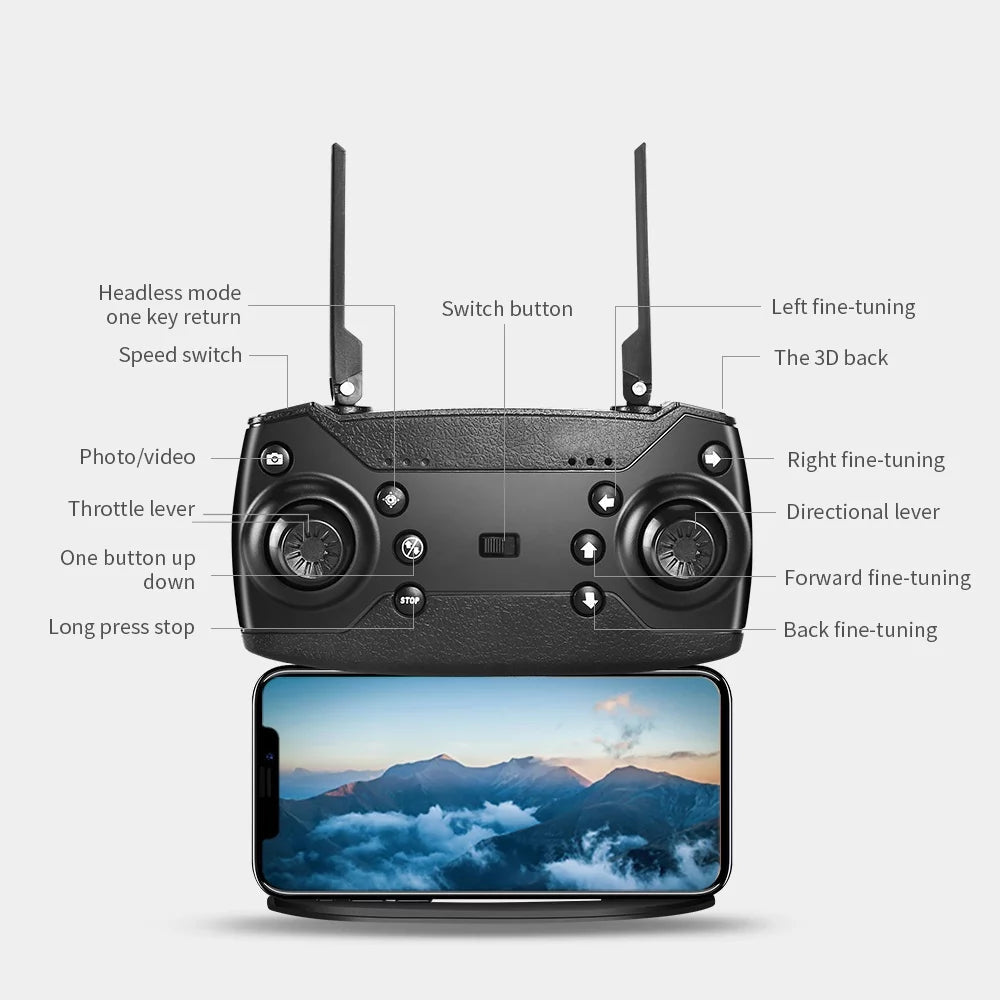E88 Fpv Mini Drone 4K Professional Aerial Photography Long Range Folding Quadcopter with Camera Remote Control Helicopter Toys