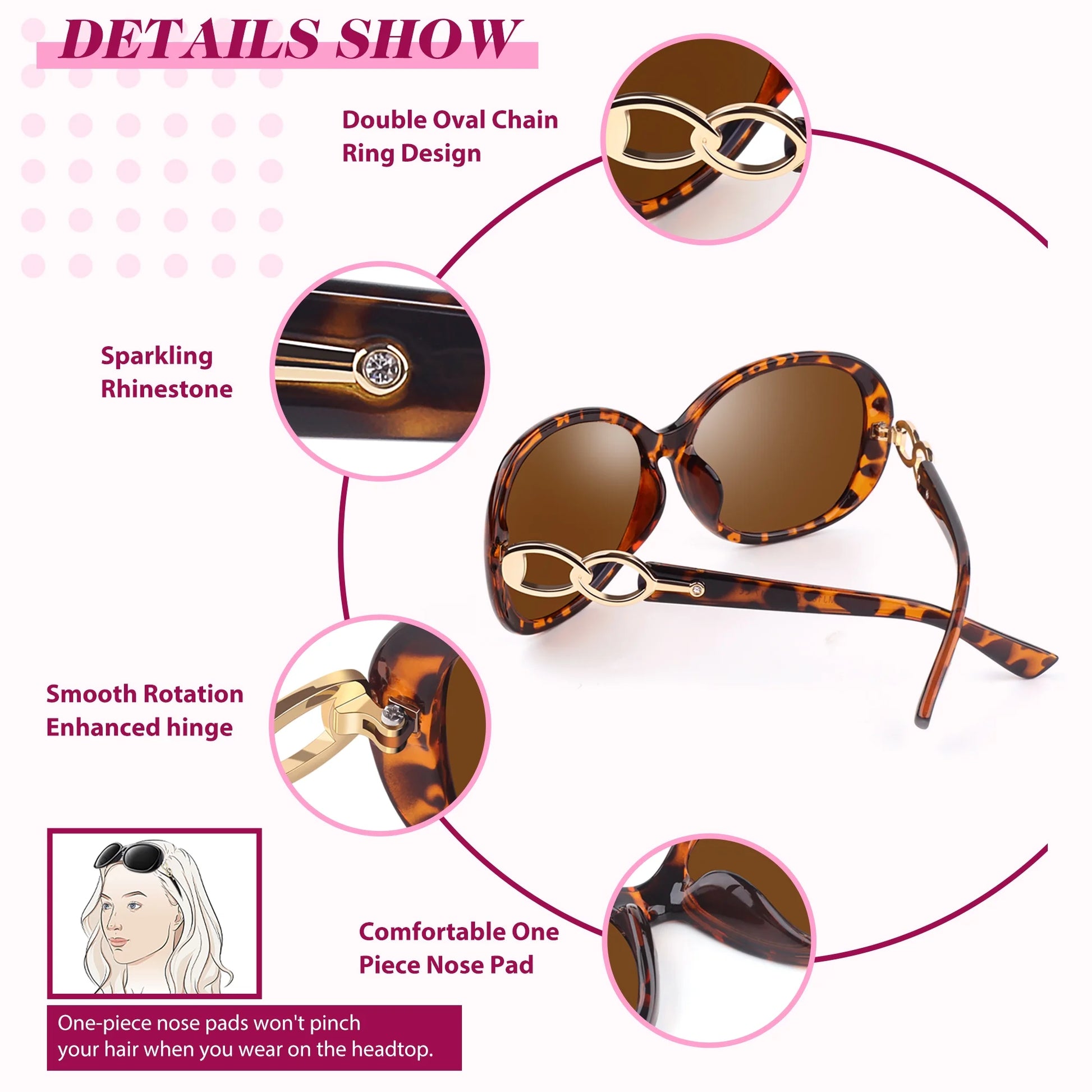 Women'S Oversized Polarized Sunglasses Butterfly Shades for Driving