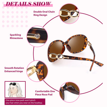 Women'S Oversized Polarized Sunglasses Butterfly Shades for Driving