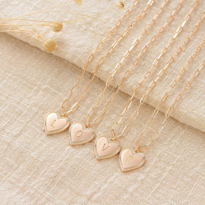 Gold Heart Necklace for Women Layered Initial Pendant Necklace Paperclip Gold Chain Aesthetic Jewelry Personalized 14K Gold Plated Necklaces