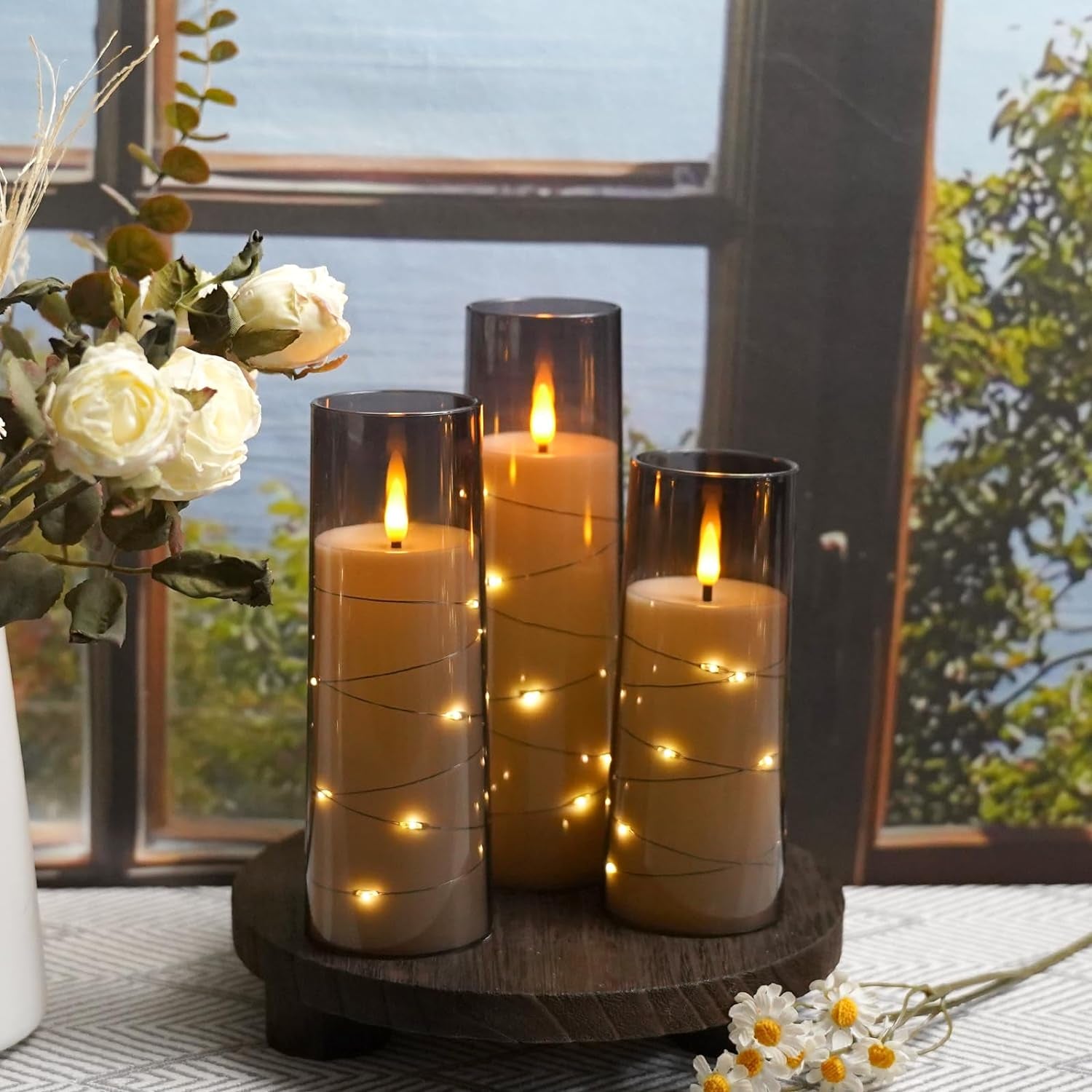 Flameless LED Candles with Timer 9 Pc Flickering Flameless Candles for Romantic